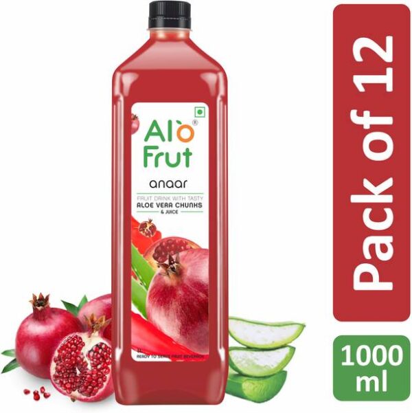 ALOFRUT Anaar Aloevera Chunks & Juice 1000ml | Ready to...
