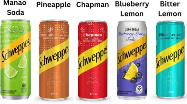 Schweppes Lemon, Pineapple, Chapman, Blueberry Lemon, B...