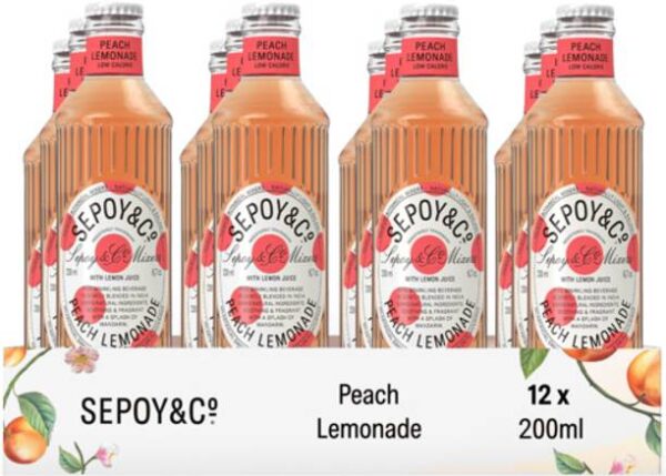 Sepoy & co Peach Lemonade Pack of 12 (12 x 200 ml) Glas...