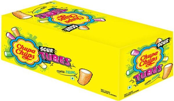Chupa Chups Sour Mini Tubes Soft Candy Mixed Fruit Sour...