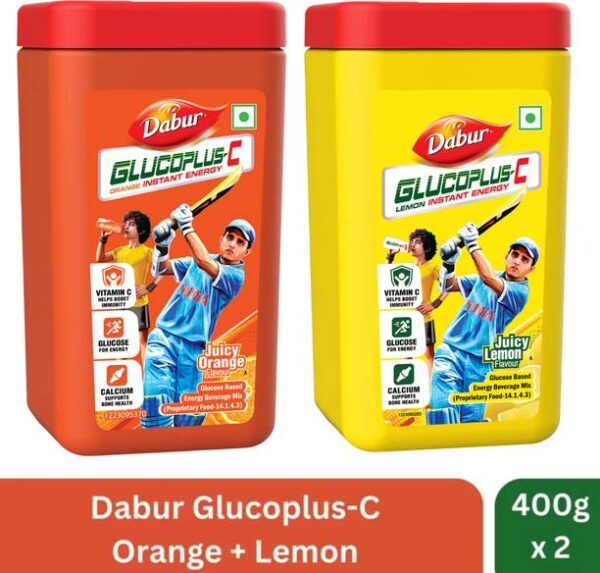 Dabur GlucoPlus-C Instant Energy Glucose (Lemon + Orang...